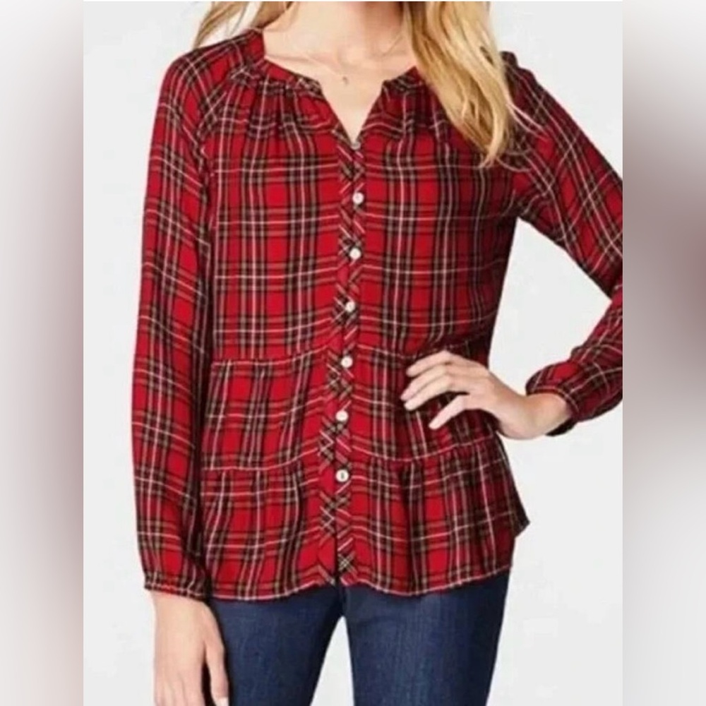 J. Jill Plaid Blouse